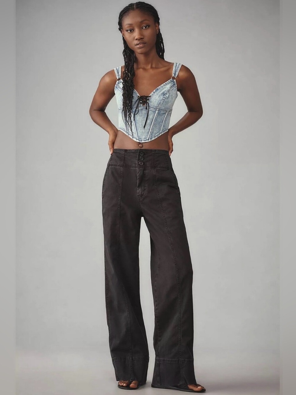 Anthropologie Pilcro Black Wide Leg Seam Trouser Pants